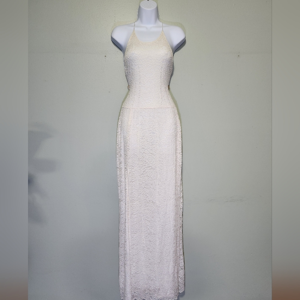 White Lace Bohemian Beach Wedding Gown